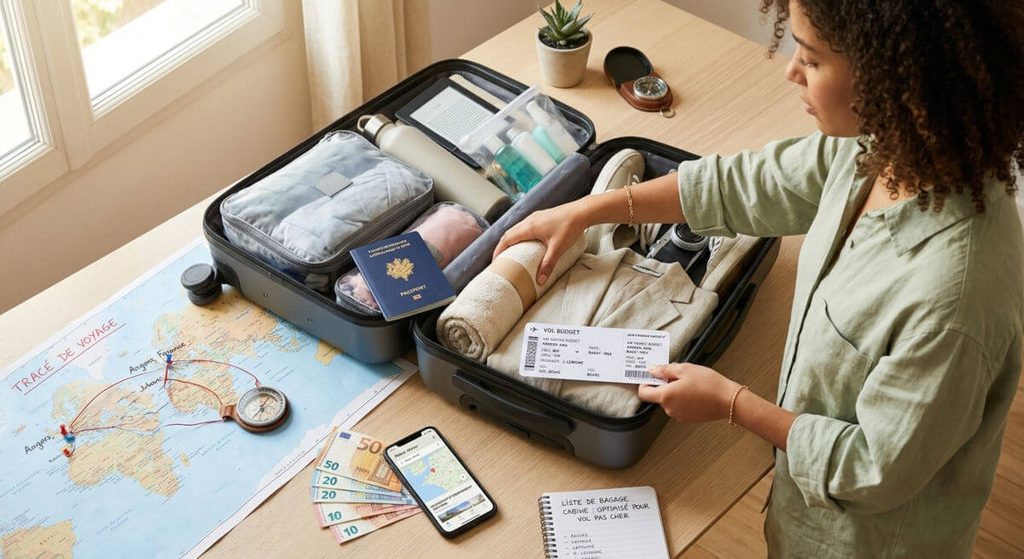 Préparation d'un bagage cabine léger pour voyager sans frais supplémentaires