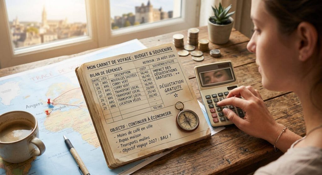 Suivi du budget voyage dans un carnet pour continuer à économiser après le retour